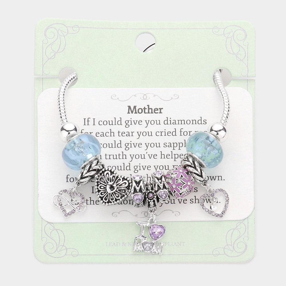 Pulsera estilo pandora "Te amo mamá"