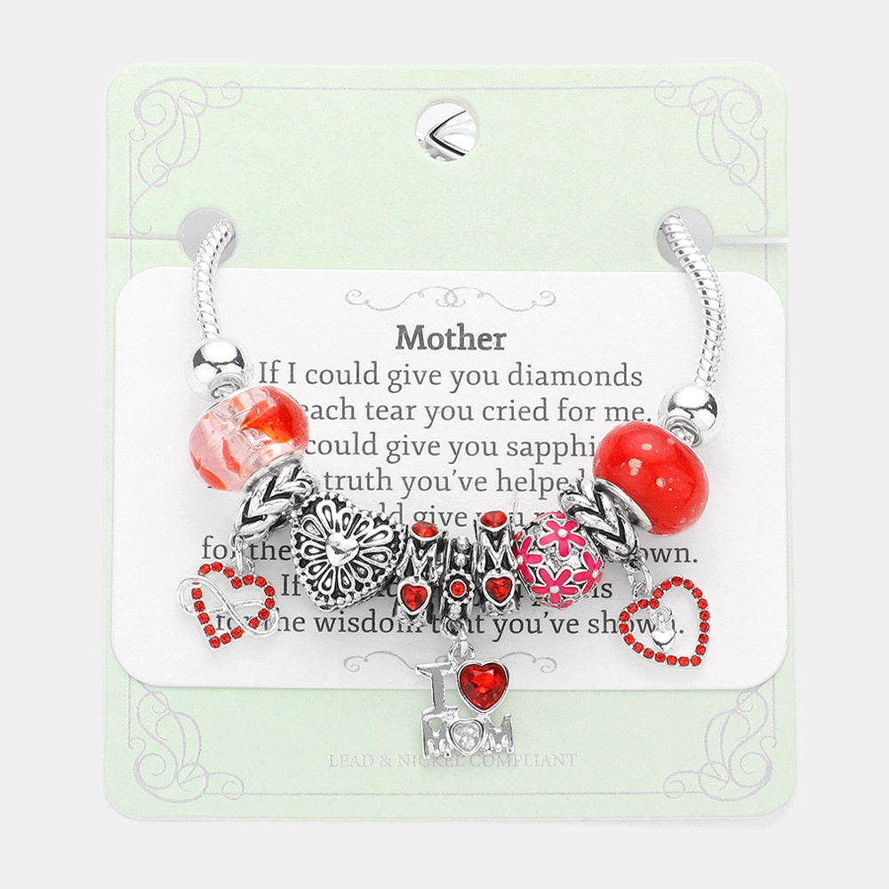 Pulsera estilo pandora "Te amo mamá"