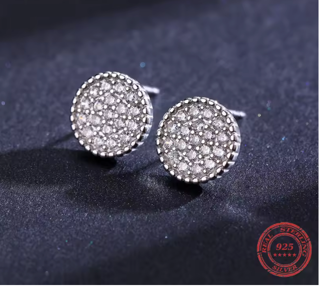 58622452 Aretes de circulo con pavé de circonita CZ en plata S925