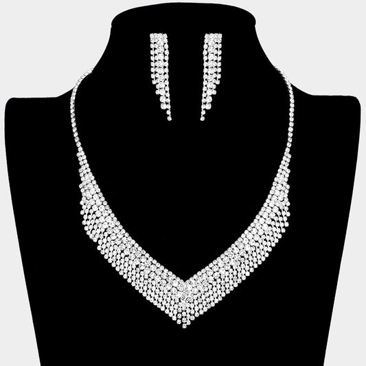 RN19796 Set de collar y pendientes en pavé de brillantes