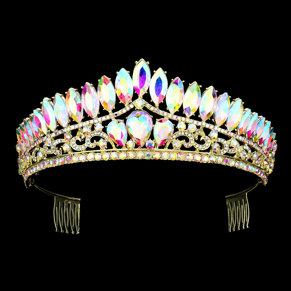 Tiara en racimo de piedra marquesa