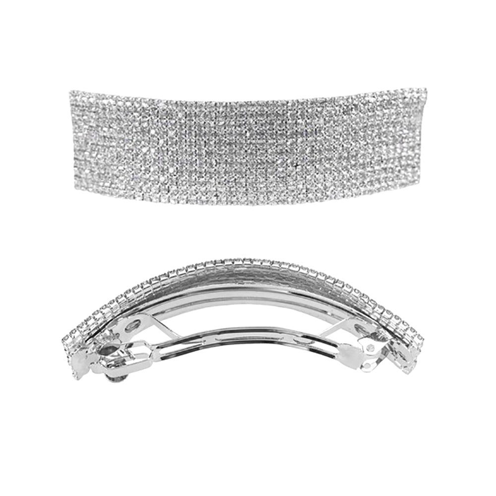Prensapelo rectangular con diamantes de imitación de 11 filas