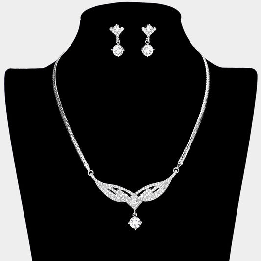 S20058 Set de collar y aretes en brillantes