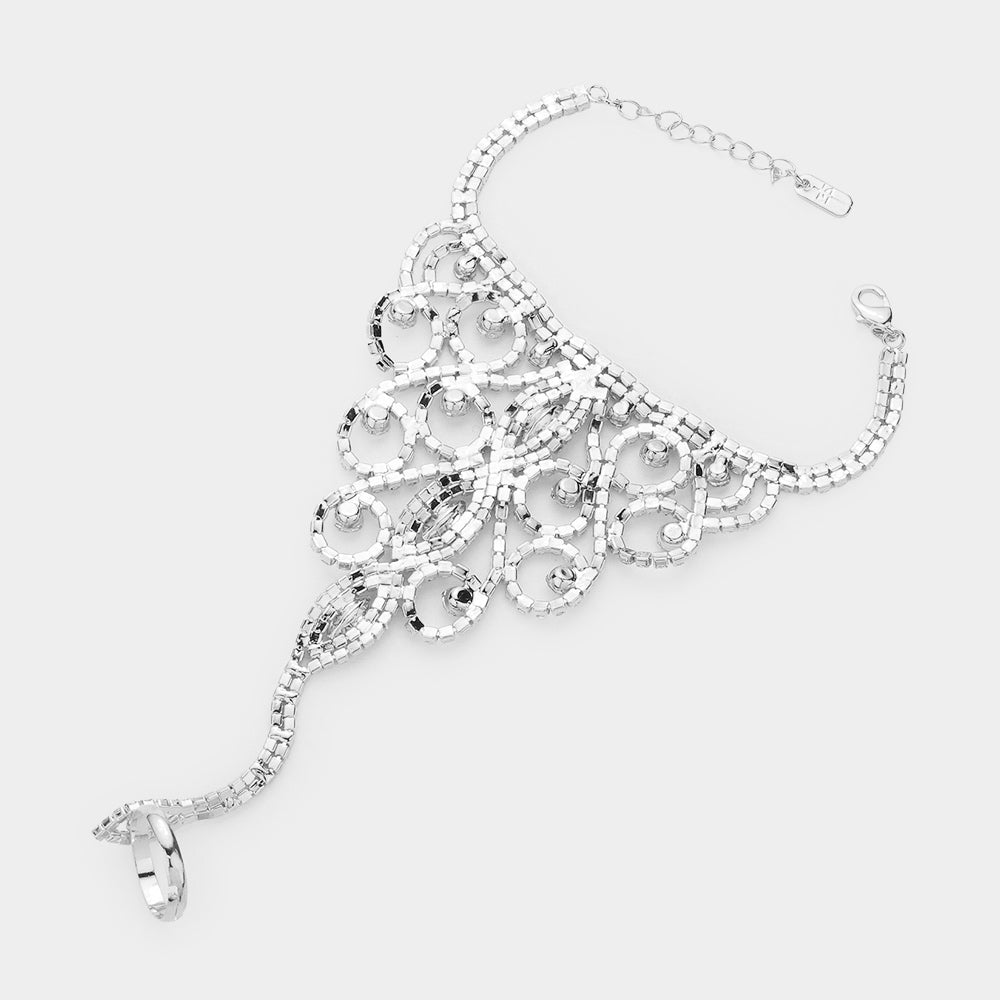 EVB8842 Pulsera de noche con cadena de mano y detalles en brillantes