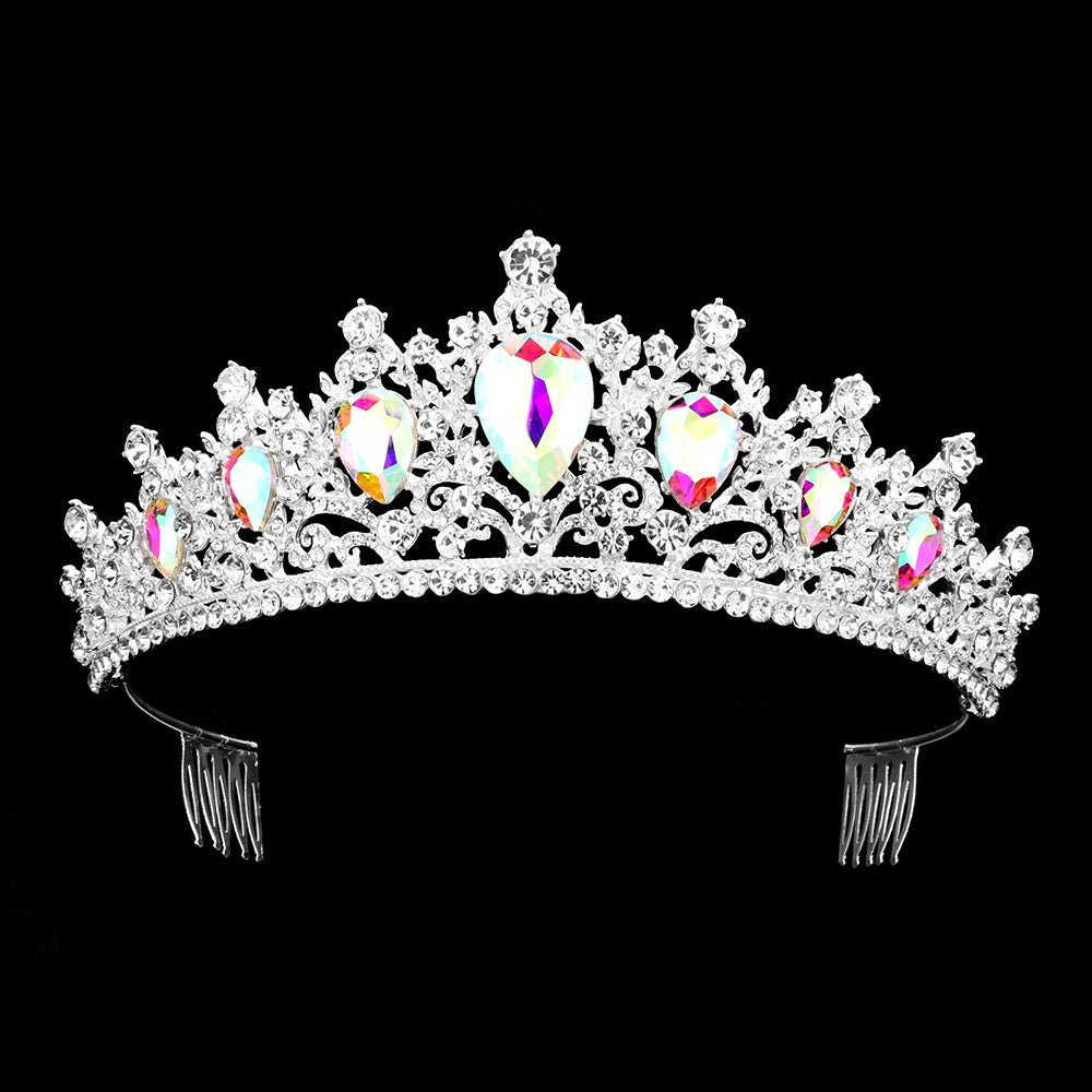 TH1744 Tiara de princesa con detalles de piedras en forma de lágrima