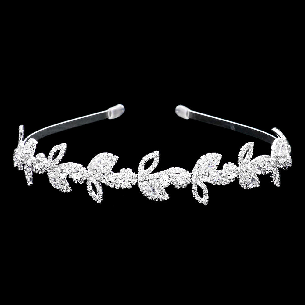 Diadema floral con detalles en marquesa y circonitas cúbicas CZ