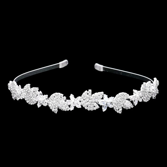 Diadema floral con detalles en marquesa y circonitas cúbicas CZ
