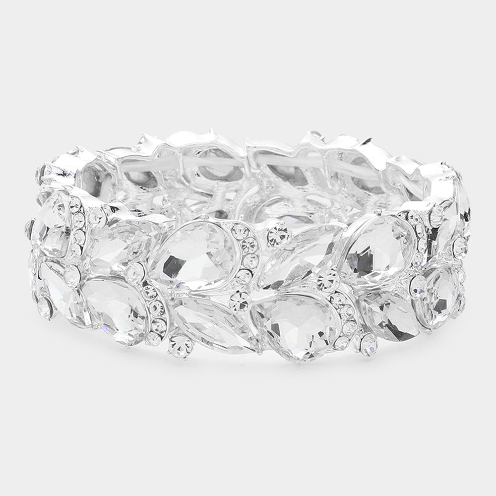 Pulsera elástica adornada con piedras en forma de lágrima