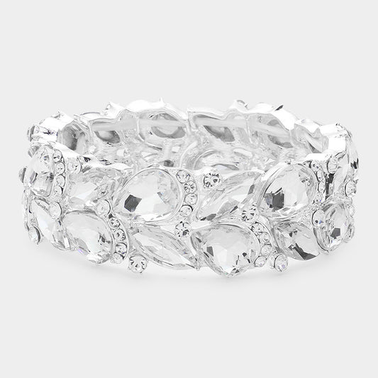 Pulsera elástica adornada con piedras en forma de lágrima