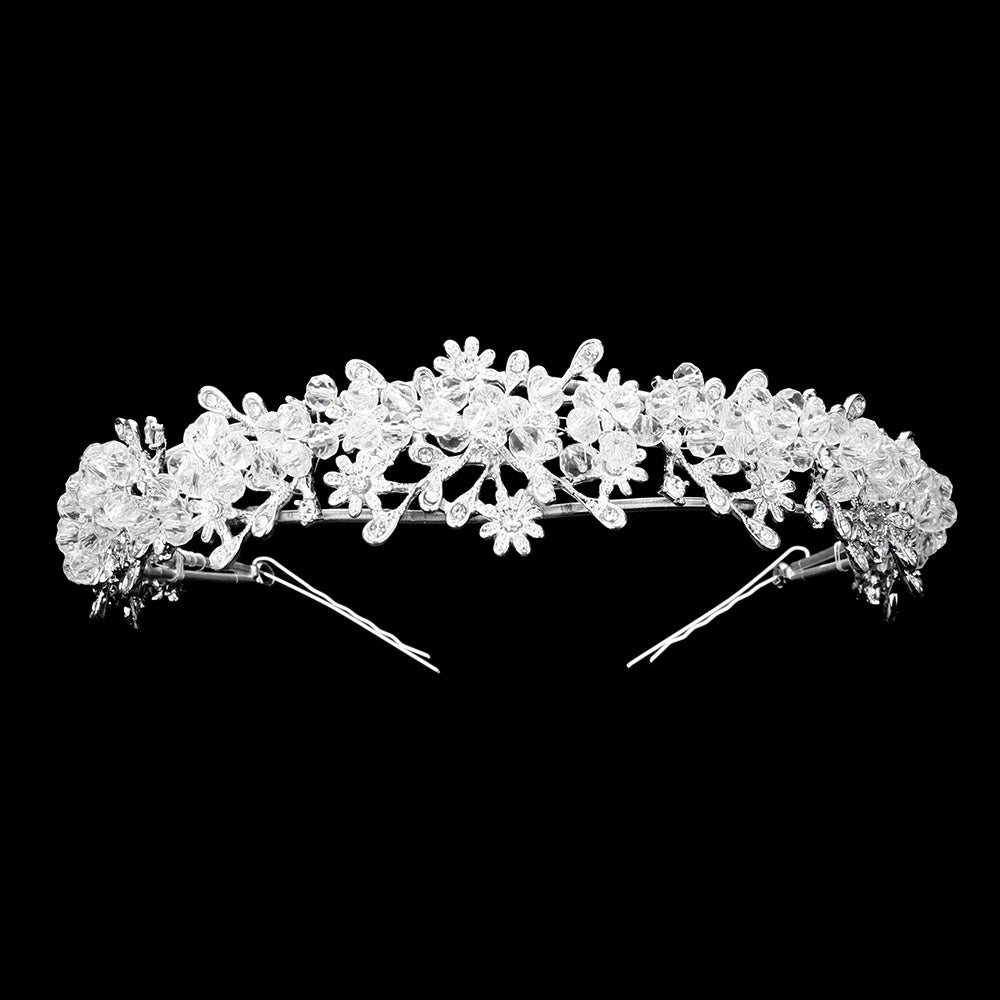 Diadema de vid de racimo de piedra de cristal de flores