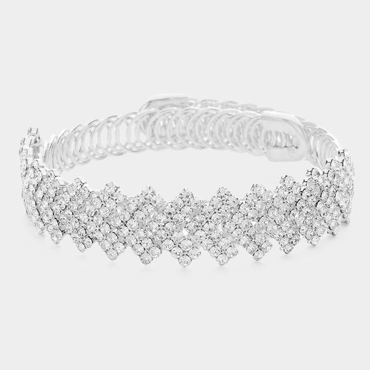 Pulsera de noche geométrica pavimentada con brillantes