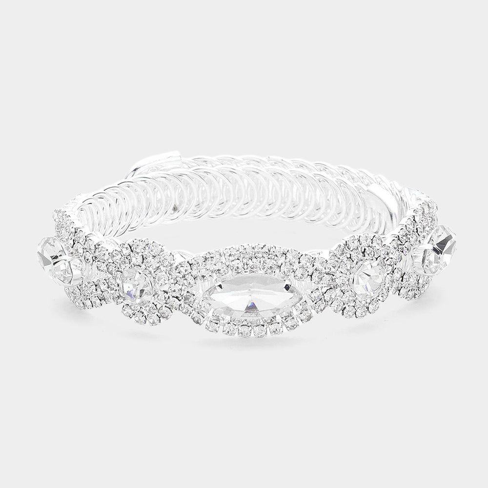 Pulsera de noche ajustable con piedras multiples y pave de brillantes