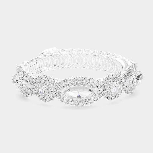 Pulsera de noche ajustable con piedras multiples y pave de brillantes