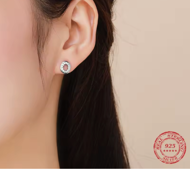 63385332 Aretes circulo con piedra de circonita CZ en plata S925