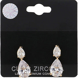 Aretes con doble piedra lagrima de circonita cubica CZ