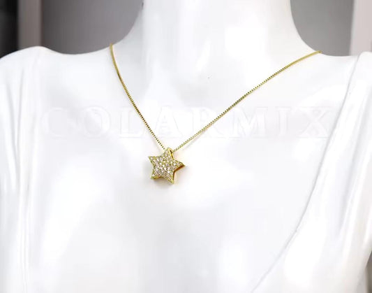 70097652 Cadena con dije de universo con estrella de brillantes de imitación