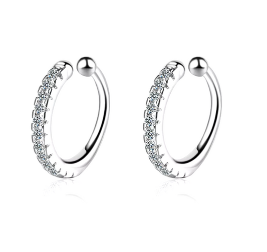 70266868 Aretes cuff acentuados con circonitas CZ en plata S925