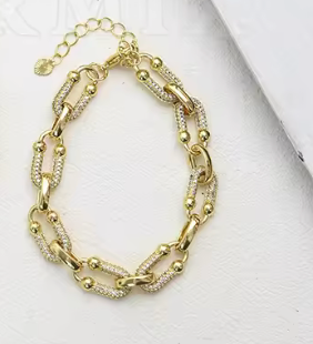 70913780 Pulsera U en circonita CZ de oro Laminado 18k (3capas)