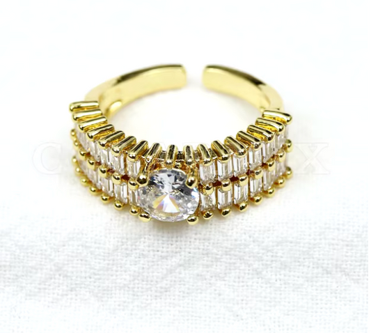 80239604 Anillo de brillantes en oro laminado 18k (3 capas)