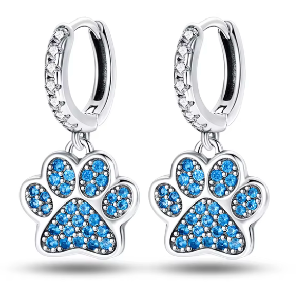 Aretes con diseño huellas de perrito en plata S925