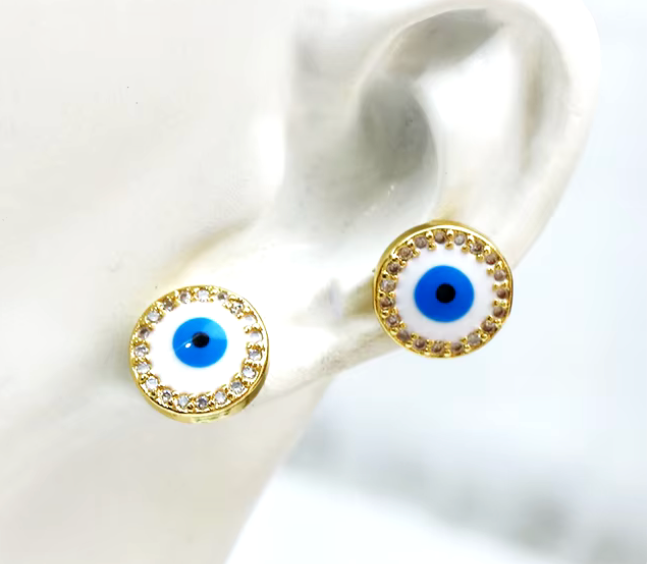 Aretes ojo turco en oro laminado 18k (3 Capas)