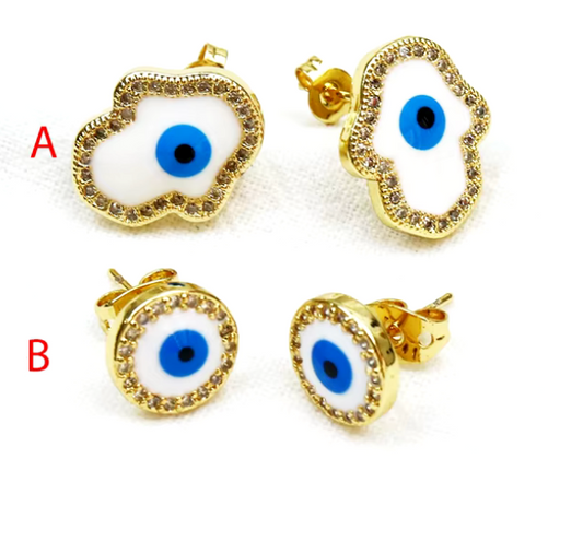 Aretes ojo turco en oro laminado 18k (3 Capas)