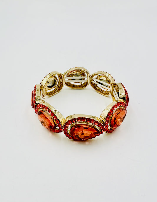 Pulsera de noche elástica de cristal con ribete y piedra lágrima
