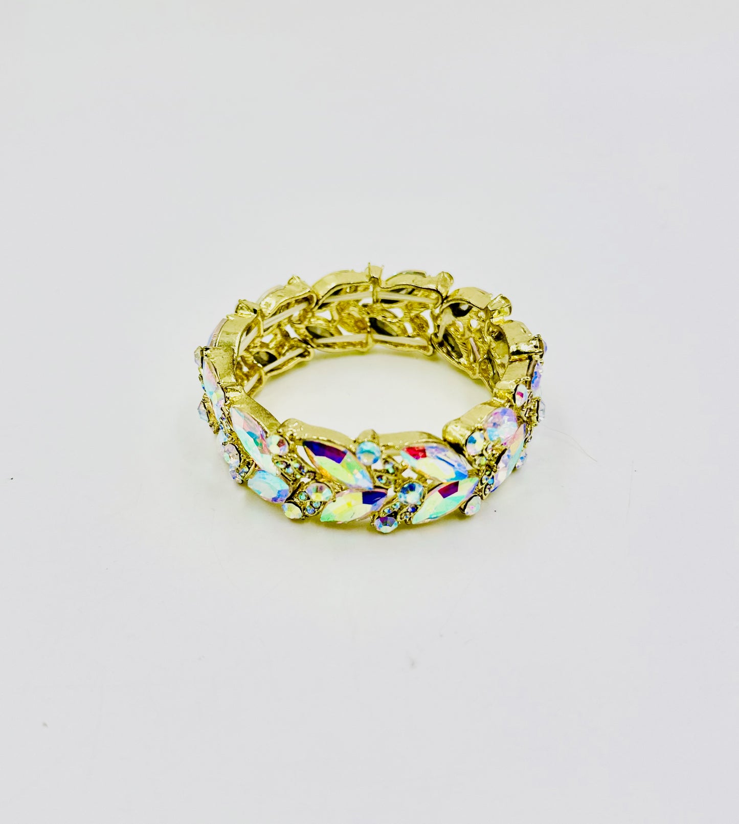 Pulsera de noche elástica con brotes de piedra marquesa y brillantes