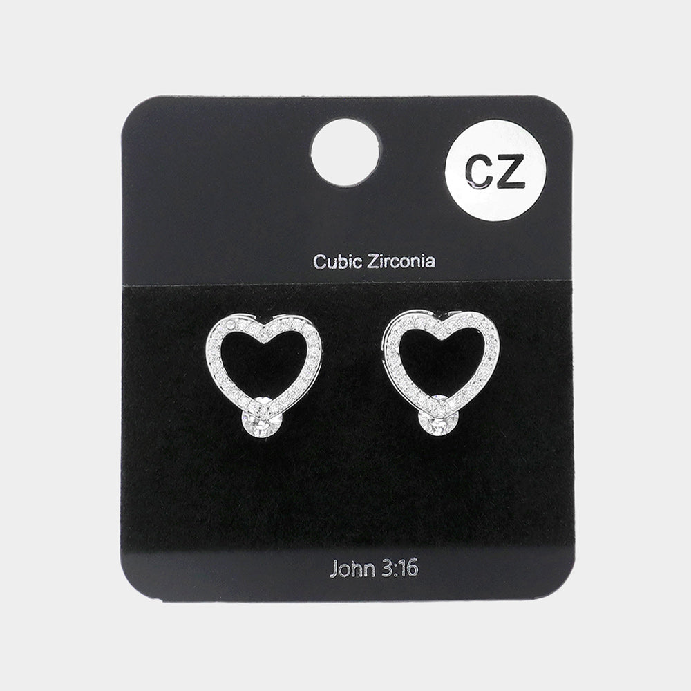 Aretes con piedras zirconia en forma de corazón CZ