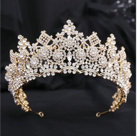 QS2374 Tiara con piedras marquesas y pave de brillantes de imitación