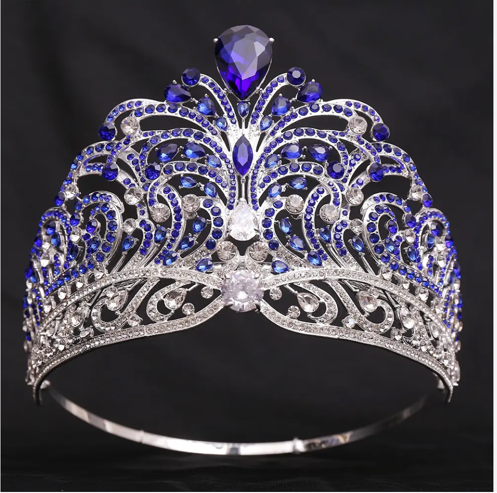 RS398 Tiara con piedras lagrimas y ribete de brillantes