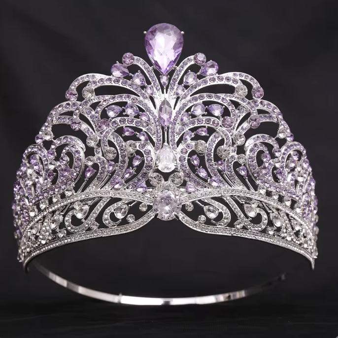 RS398 Tiara con piedras lagrimas y ribete de brillantes