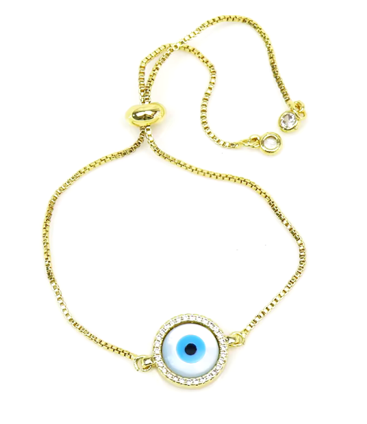 13064436 Pulsera ajustable con ojo turco en oro Laminado 18k (3capas)