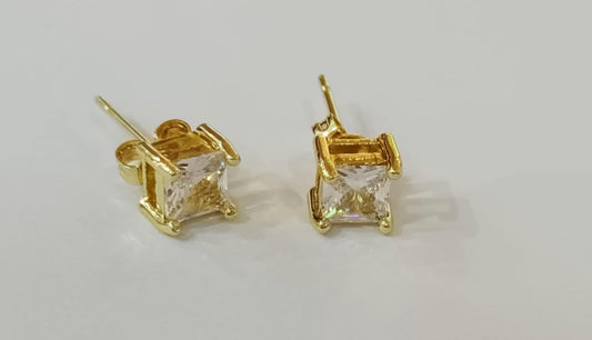 91559412 Aretes con piedra circonita CZ en oro laminado 18k (3 Capas)